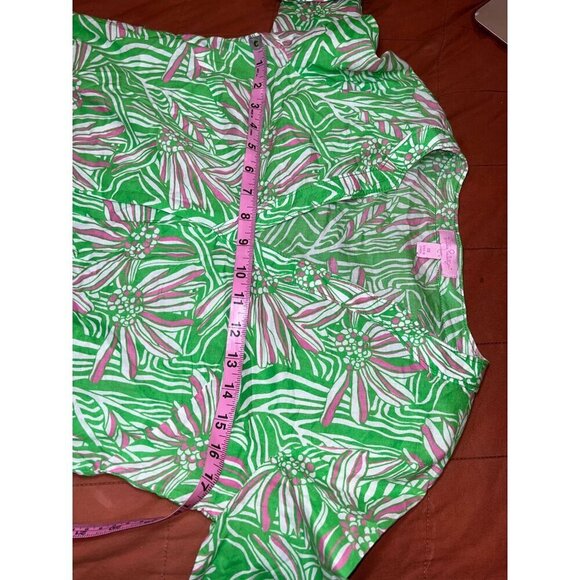 Lilly Pulitzer Floral Tunic Dress XS Green Pink Botanical Print 3/4 Sleeve Light - Picture 5 of 7